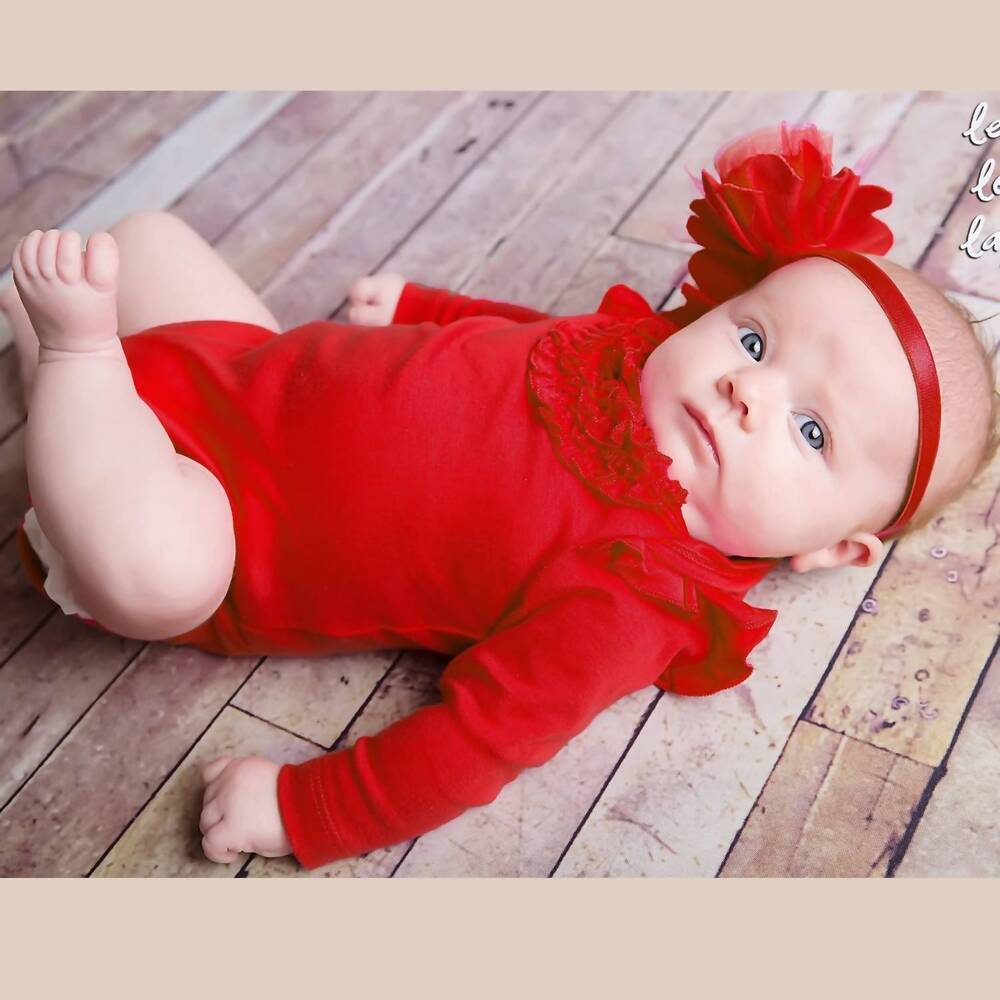 NEW LEMON LOVES LAYETTE newborn and baby girls madison onesie in true red